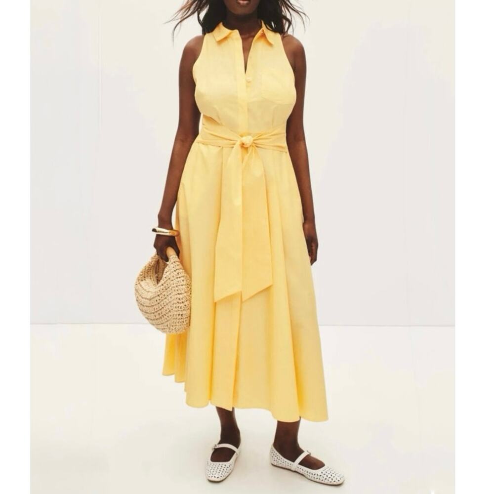 Toccin yellow Sleeveless Tie Waist Shirt Dress Size 12